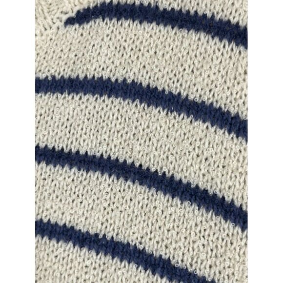 Liz Clairborne Striped Knit Sweater XL Cream Coastal Preppy Retro Boho Neutral - Picture 5 of 9